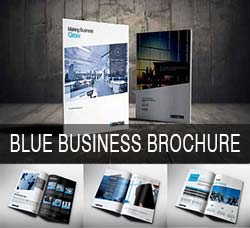 蓝黑风格的商业手册模板(通用型/PSD格式)：Blue Business Brochure